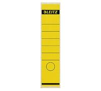 Leitz - Etiquetas Adhesivas para Lomo para Archivadores de Palanca de Cartón de 80 mm, Amplias, Largas, 61.5 x 285 mm, Papel, 16400015, Amarillo, Pack de 10 etiquetas
