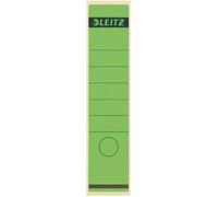 Leitz - Etiquetas Adhesivas para Lomo para Archivadores de Palanca de Cartón de 80 mm, Amplias, Largas, 61.5 x 285 mm, Papel, 16400055, Verde, Pack de 10 etiquetas