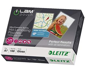 Leitz - Funda para plastificar (DIN A7, brillante, 250 micras, 100 unidades)
