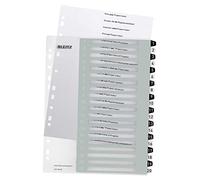 Leitz Índice 1-20, Imprimible con Ordenador, A4, Extra Ancho, Plástico Rígido, Blanco/Negro, Gama WOW, 12170000