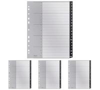 Leitz Índice Separador, 20 Pestañas A-Z, A4, Extra Ancho, 90% Plástico Reciclado, Respetuoso con el Medio Ambiente, Gama Recycle, Negro, 12190000 (Paquete de 4)