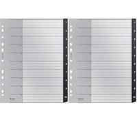 Leitz Índice Separador, Pestañas Numéricas 1, 12, A4, Extra Ancho, 80% Plástico Reciclado, Respetuoso con el Medio Ambiente, Gama Recycle, Negro, 12080000 (Paquete de 2)