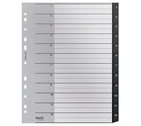 Leitz Índice Separador, Pestañas Numéricas 1-12, A4, Extra Ancho, 90% Plástico Reciclado, Respetuoso con el Medio Ambiente, , Gama Recycle, Negro, 12090000