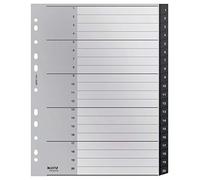 Leitz Índice Separador, Pestañas Numéricas 1-20, A4, Extra Ancho, Respetuoso con el Medio Ambiente, Gama Recycle, Negro, 12110000