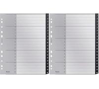 Leitz Índice Separador, Pestañas Numéricas 1-20, A4, Extra Ancho, Respetuoso con el Medio Ambiente, Gama Recycle, Negro, 12110000 (Paquete de 2)