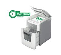 Leitz IQ AutoFeed Destructora de Papel de Corte en Micropartículas P5, Automática, 100 Hojas, Papelera de 34 Litros, Blanca, 80120000