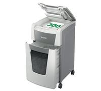 Leitz IQ Autofeed Destructora de Papel de Corte Transversal P4 para Oficinas Pequeñas, Automática, 300 Hojas, Papelera de 60 Litros, Blanca, 80150000