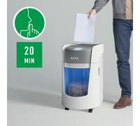 Leitz - IQ OptiMax Small Office 350 triturador de papel Microcorte 58 dB 22,3 cm Gris, Blanco