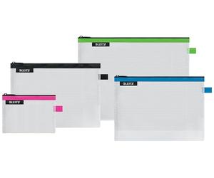 Leitz Juego de 4 bolsas de viaje Leitz Wow, resistentes al agua, translúcidas, ideales para almacenamiento y organización visibles, tamaño: pequeño (A6), mediano (A5), grande (A4) y cosmético, varios