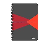 Cuaderno Leitz Office A5 cuadriculado, encuadernación Wiro con tapas de PP Rojo 90 H. 90 g.