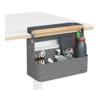 Leitz Organizador de Escritorio Colgante con Asa de Madera | Ideal para hot desking, bandeja interior extraíble, 3 soportes elásticos, 38 x 19 x 30cm, espacios compartidos