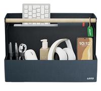 Leitz Organizador de Escritorio de Tela, plegable con asa | 4 compartimentos, portátil 15", soporta 8 kg, materiales reciclados, teletrabajo, coworking, 38x19x26cm