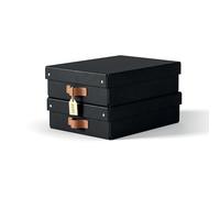 Leitz Puro Caja de Almacenamiento Mediana con Tapa - Juego de 2 Cajas de Almacenamiento, Compatibles con Cubos y Estanterías, Organizador Apilable 8L, Apto para Hogar y Oficina (27 x 37 x 10cm, Negro)