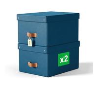 Leitz Puro Cajas de almacenamiento medianas con tapa, juego de 2 cajas de almacenamiento duraderas, compatibles con unidades de cubo y estantes, organizador apilable de 17 L, adecuado para el hogar y