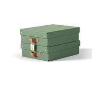 Leitz Puro Caja de Almacenamiento Mediana con Tapa - Juego de 2 Cajas de Almacenamiento, Compatibles con Cubos y Estanterías, Organizador Apilable 8L, Apto para Hogar y Oficina (27 x 37 x 10cm, Verde)