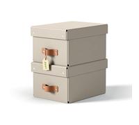Leitz Puro Caja de Almacenamiento Pequeña con Tapa - Set de 2 Cajas de Almacenamiento, Compatibles con Cubos y Estanterías, Organizador Apilable 7L, Apto para Hogar y Oficina (20 x 28 x 15 cm, Beige)