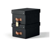 Leitz Puro Caja de Almacenamiento Pequeña con Tapa - Set de 2 Cajas de Almacenamiento, Compatibles con Cubos y Estanterías, Organizador Apilable 7L, Apto para Hogar y Oficina (20 x 28 x 15 cm, Negro)