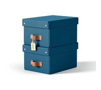 Leitz Puro Caja de Almacenamiento Pequeña con Tapa - Set de 2 Cajas de Almacenamiento, Compatibles con Cubos y Estanterías, Organizador Apilable 7L, Apto para Hogar y Oficina (20 x 28 x 15 cm, Azul)