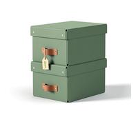Leitz Puro Caja de Almacenamiento Pequeña con Tapa - Set de 2 Cajas de Almacenamiento, Compatibles con Cubos y Estanterías, Organizador Apilable 7L, Apto para Hogar y Oficina (20 x 28 x 15 cm, Verde)