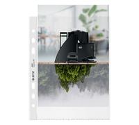 Leitz Fundas A5 de Plástico con Taladro, Pack de 25, Superficie Mate con Relieve, Grosor de 100 Micras, 100% Reciclable, Transparente