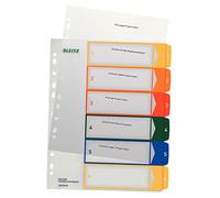 Leitz Separadores de plástico imprimibles, A4, PP, 6 hojas, de colores