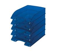 Leitz Transparent Plus 52260039 - Juego de bandejas para documentos (A4, poliestireno, 5 unidades), color azul