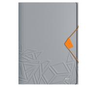 Leitz - Carpeta de 3 Solapas, Capacidad para 150 Hojas A4, Cierre Elástico, Plástico Flexible, Gris, gama Urban Chic, 46490088