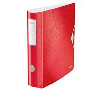 Leitz WOW Archivador de Anillas, Rojo Metálico, Tamaño A4, Lomo Curvado de 82 mm de Ancho, Cierre Elástico, Material Ligero de Poliuretano Espumado, 11060026