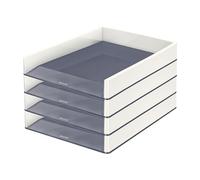 Leitz Wow Duo Colour 53611001 - Bandeja para Cartas (4 Unidades), Color Blanco