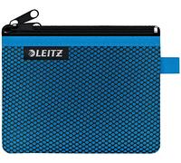 Leitz WOW estuche de lápices con 2 Bolsillos, Cremallera de Nailon, Lavable, Cartera de Plástico óptimo, Pequeña (14x10,5 cm) - Azul