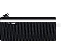 Leitz WOW estuche de lápices con 2 Bolsillos, Cremallera de Nailon, Lavable, Estuche óptimo, Mediana (21x8,5 cm) - Negro