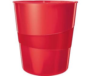 Leitz wow papelera de 15 litros, papelera roja, plástico, 52781026