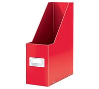 Leitz WOW Revistero de Cartón con Etiqueta Tamaño A4, Diseño Plegable, Hogar, Oficina y Escuela, Gama Leitz Click & Store, Revistero Rojo, 60470026