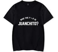 Leiva Who The FK is Juanchito Camisetas De Manga Corta para Hombre Y Mujer, Camisetas Casuales De Cuello Redondo,Negro,L