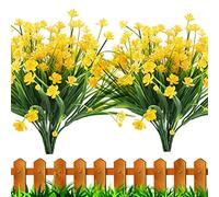 Leixi Flores artificiales, 6 piezas falsas plantas resistentes a los rayos UV de plástico sintético, arbustos para interiores y exteriores, para colgar en casa, boda, decoración de jardín (amarillo)