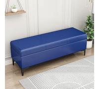 LEIYTFE Banco otomano con Almacenamiento para el Extremo de la Cama,Cubo otomano Acolchado con Tapa abatible Baúl con Almacenamiento,Taburete reposapiés tapizado en Piel sintética(Dark Blue,120cm)