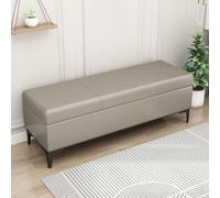 LEIYTFE Banco otomano con Almacenamiento para el Extremo de la Cama,Cubo otomano Acolchado con Tapa abatible Baúl con Almacenamiento,Taburete reposapiés tapizado en Piel sintética(Grigio,90cm)