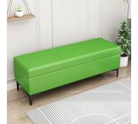 LEIYTFE Banco otomano con Almacenamiento para el Extremo de la Cama,Cubo otomano Acolchado con Tapa abatible Baúl con Almacenamiento,Taburete reposapiés tapizado en Piel sintética(Groen,80cm)