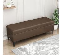 LEIYTFE Banco otomano con Almacenamiento para el Extremo de la Cama,Cubo otomano Acolchado con Tapa abatible Baúl con Almacenamiento,Taburete reposapiés tapizado en Piel sintética(Dark Brown,100cm)