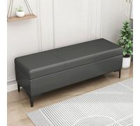 LEIYTFE Banco otomano con Almacenamiento para el Extremo de la Cama,Cubo otomano Acolchado con Tapa abatible Baúl con Almacenamiento,Taburete reposapiés tapizado en Piel sintética(Dark Grey,110cm)