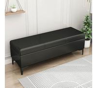 LEIYTFE Banco otomano con Almacenamiento para el Extremo de la Cama,Cubo otomano Acolchado con Tapa abatible Baúl con Almacenamiento,Taburete reposapiés tapizado en Piel sintética(Nero,110cm)