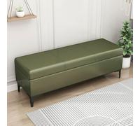LEIYTFE Banco otomano con Almacenamiento para el Extremo de la Cama,Cubo otomano Acolchado con Tapa abatible Baúl con Almacenamiento,Taburete reposapiés tapizado en Piel sintética(Dark Green,110cm)