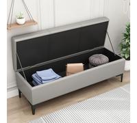 LEIYTFE Banco otomano con Almacenamiento para el Extremo de la Cama,Cubo otomano Acolchado con Tapa abatible Baúl con Almacenamiento,Taburete reposapiés tapizado en Piel sintética(Light Grey,80cm)
