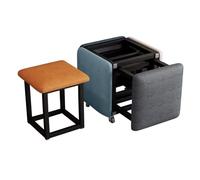 LEIYTFE Banco otomano Cuadrado Silla otomana apilable 5 en 1, Taburetes apilables con Ruedas para Mesa de té, Puf reposapiés Ahorra Espacio en el salón y el Comedor(5 Colours)
