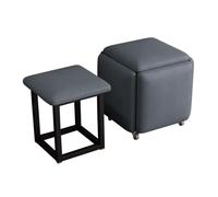 LEIYTFE Banco otomano Cuadrado Silla otomana apilable 5 en 1, Taburetes apilables con Ruedas para Mesa de té, Puf reposapiés Ahorra Espacio en el salón y el Comedor(Dark Grey)