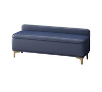 LEIYTFE Banco Tapizado con Tapa Abatible, Otomana con Respaldo Bajo Y Espacio De Almacenamiento Bancos Acolchado para El Pie De La Cama, Banco para El Dormitorio Y El Recibidor(Dark Blue,100cm)