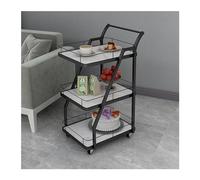 LEIYTFE Carro De Bar Moderno con Ruedas para El Hogar Carrito De Cocina Móvil con Asa, Estantes De 3 Niveles, Ruedas Universales con Freno Carrito Auxiliar (Color : Black, Size : Trapezoid)