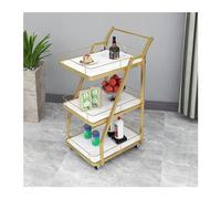 LEIYTFE Carro De Bar Moderno con Ruedas para El Hogar Carrito De Cocina Móvil con Asa, Estantes De 3 Niveles, Ruedas Universales con Freno Carrito Auxiliar (Color : Gold, Size : Trapezoid)