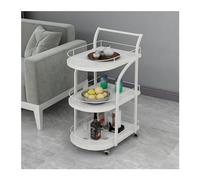 LEIYTFE Carro De Bar Moderno con Ruedas para El Hogar Carrito De Cocina Móvil con Asa, Estantes De 3 Niveles, Ruedas Universales con Freno Carrito Auxiliar (Color : White, Size : Semicircle)