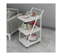 LEIYTFE Carro De Bar Moderno con Ruedas para El Hogar Carrito De Cocina Móvil con Asa, Estantes De 3 Niveles, Ruedas Universales con Freno Carrito Auxiliar (Color : White, Size : Trapezoid)